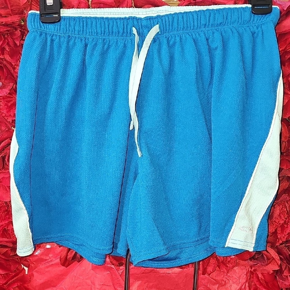 Champion Youth Blue and White Athletic Shorts with Elastic Waistband Size Medium